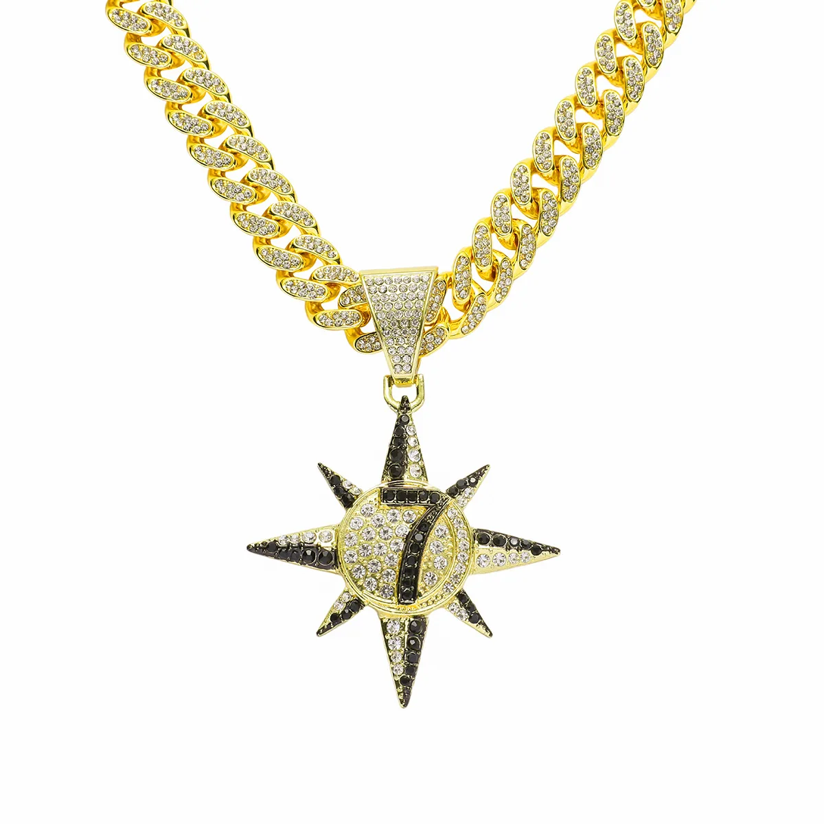 

Hip Hop Lucky Number 7 Stars Men's Gift Cuba Necklace