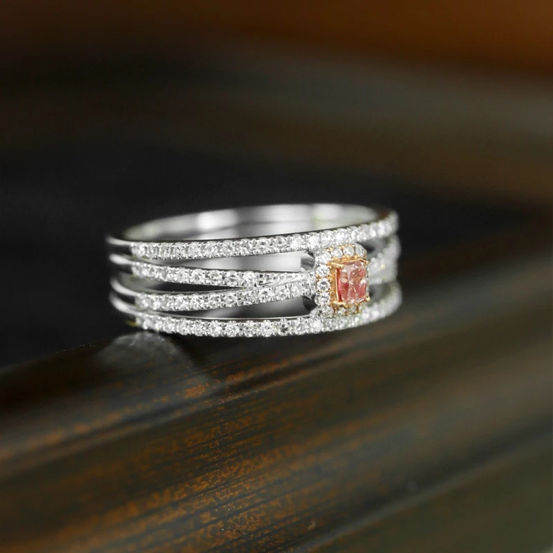 Aazuo Find Jewelry розовый и белый бриллиант 18-каратное твердое золотое классическое