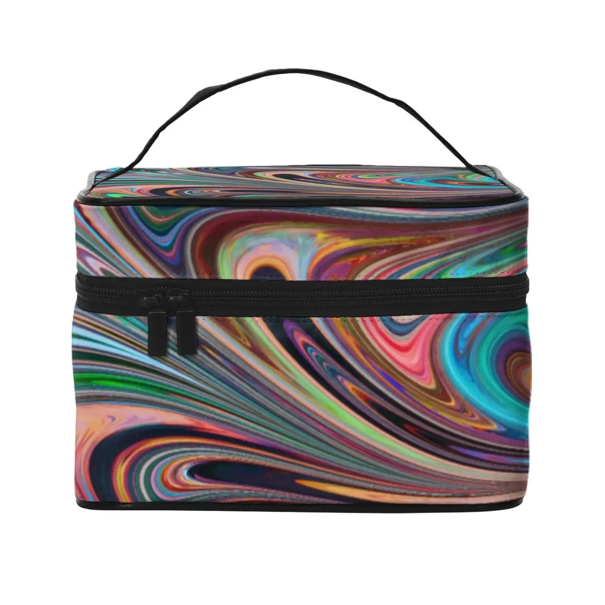 

Abstract Marble Cosmetic Bags Colorful Rainbow Swirls For Girls Storage Organizers Handle Traveling Large Capacity Makeup Pouch