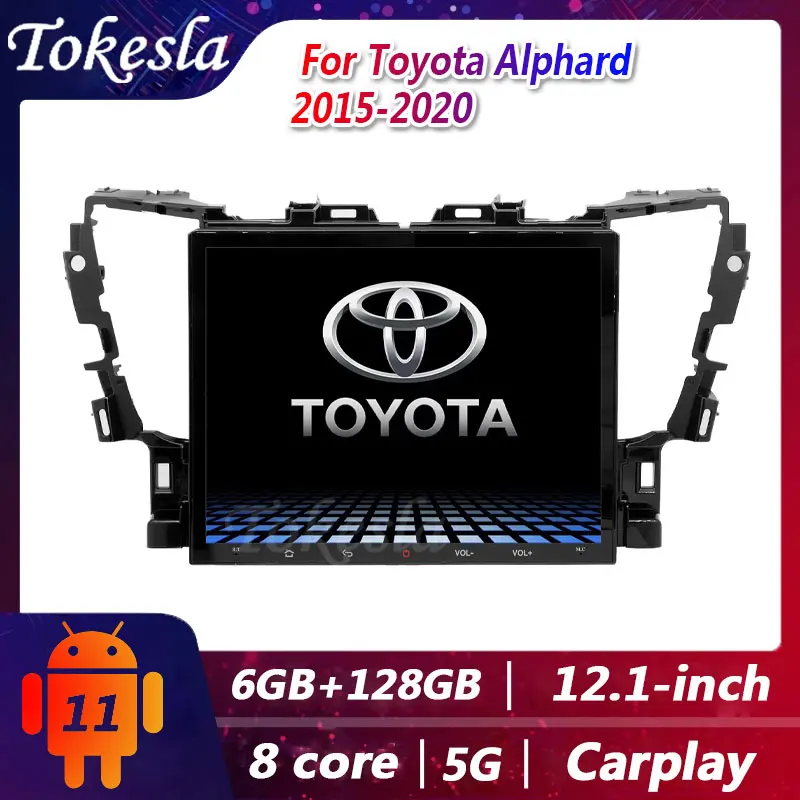 Tokesla Car Radio For Toyota Alphard 2015 Android Auto Stereo Receiver Touch Screen Automotivo Central Multimedia Video Players