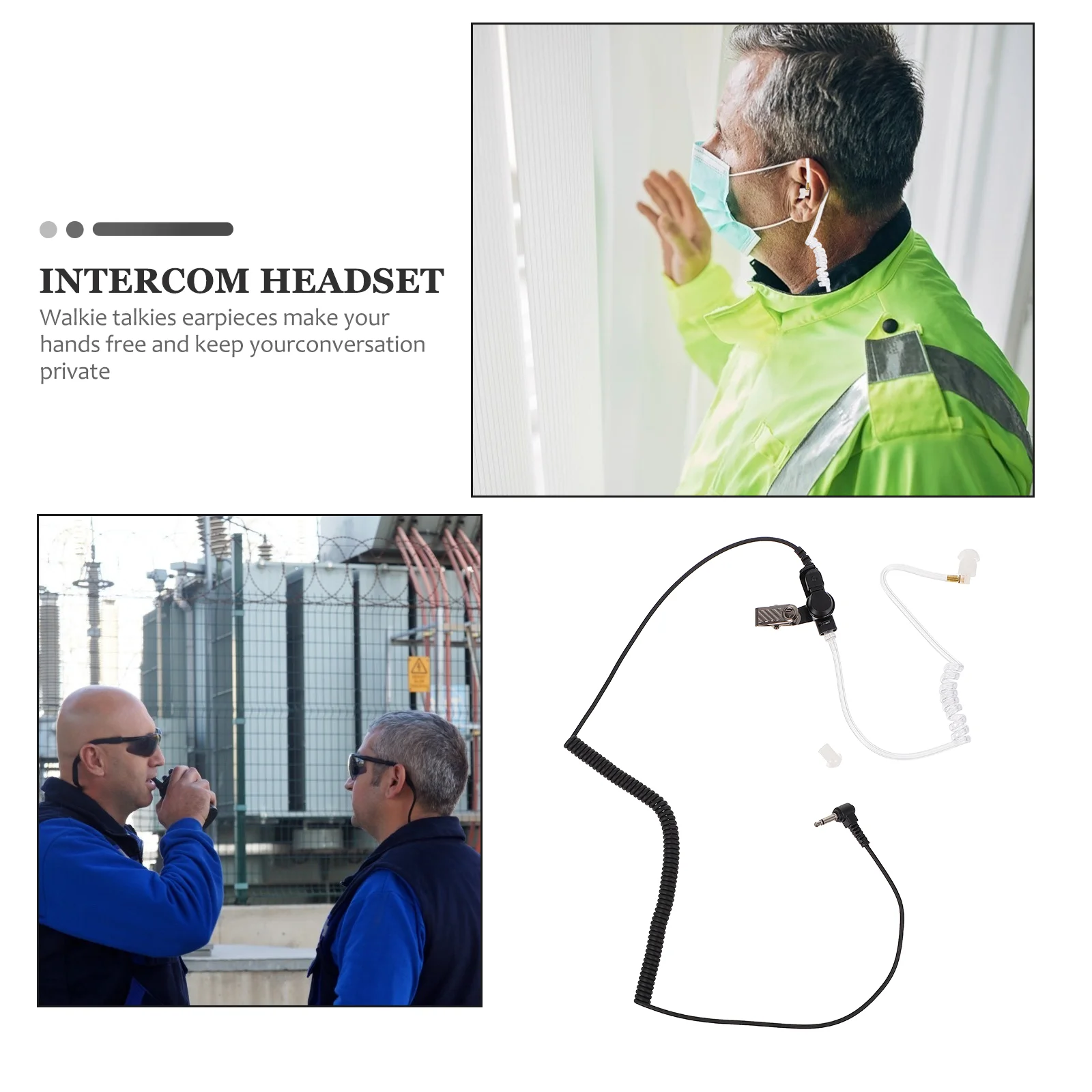 Tube Acoustic Earpiece Walkie Talkie Headset Earphones Replacementsclear Coiled Tubes Wired Coil Single Listening Portable