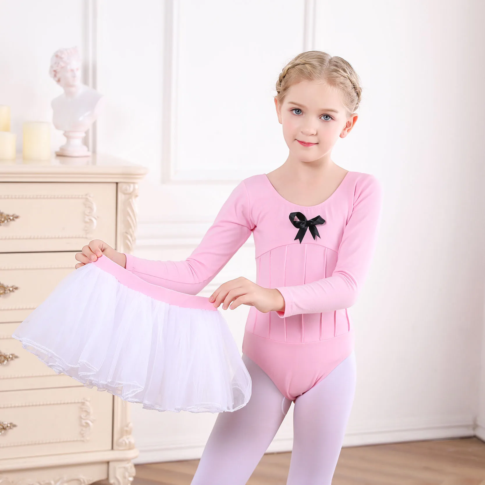 Детский костюм для танцев четырехслойная газовая юбка китайских тренировок по