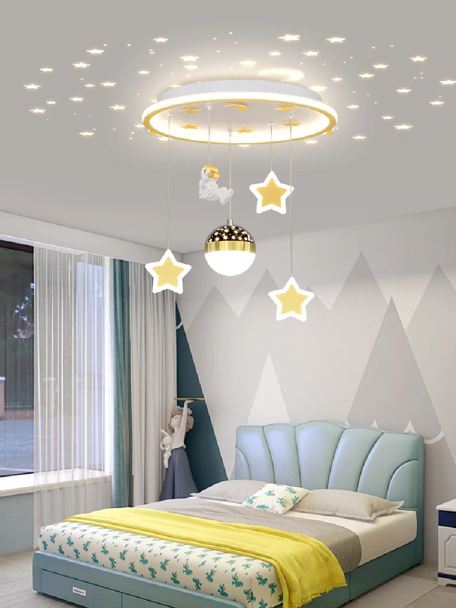 

Люстра для детской комнаты, лампа для спальни, для защиты глаз, без стробоскопического астронавта, пятиугольная проекционная лампа со звезд...