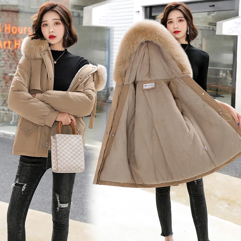 2022 Winter Cotton Padded Jacket Women's Faux Fur Collar Women's Short Loose Parkas Cotton Padded Thick Warm Abrigos Jackets