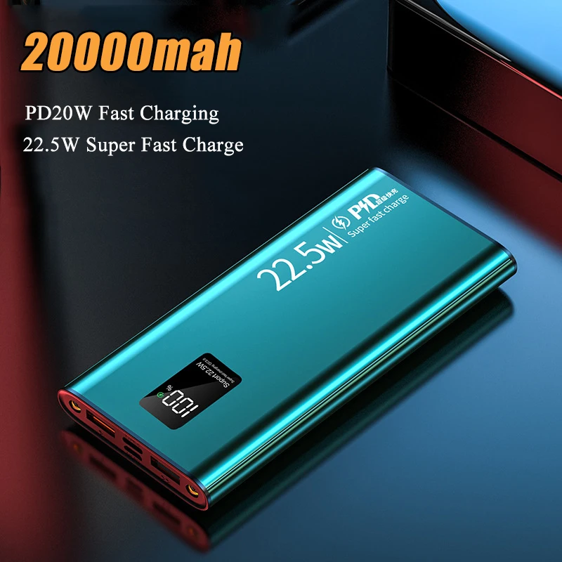 

Power Bank 20000mAh 22.5W PD 20W Fast Charging Powerbank Portable Battery Charger For iPhone 14 13 12 Pro Max Xiaomi 9 Poverbank