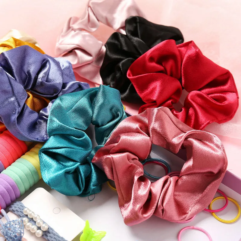 

Women Solid Color Large Intestine Elastic Hair Band Sweet Accessories For Hair Ring Rope Ponytail Holder Headdress