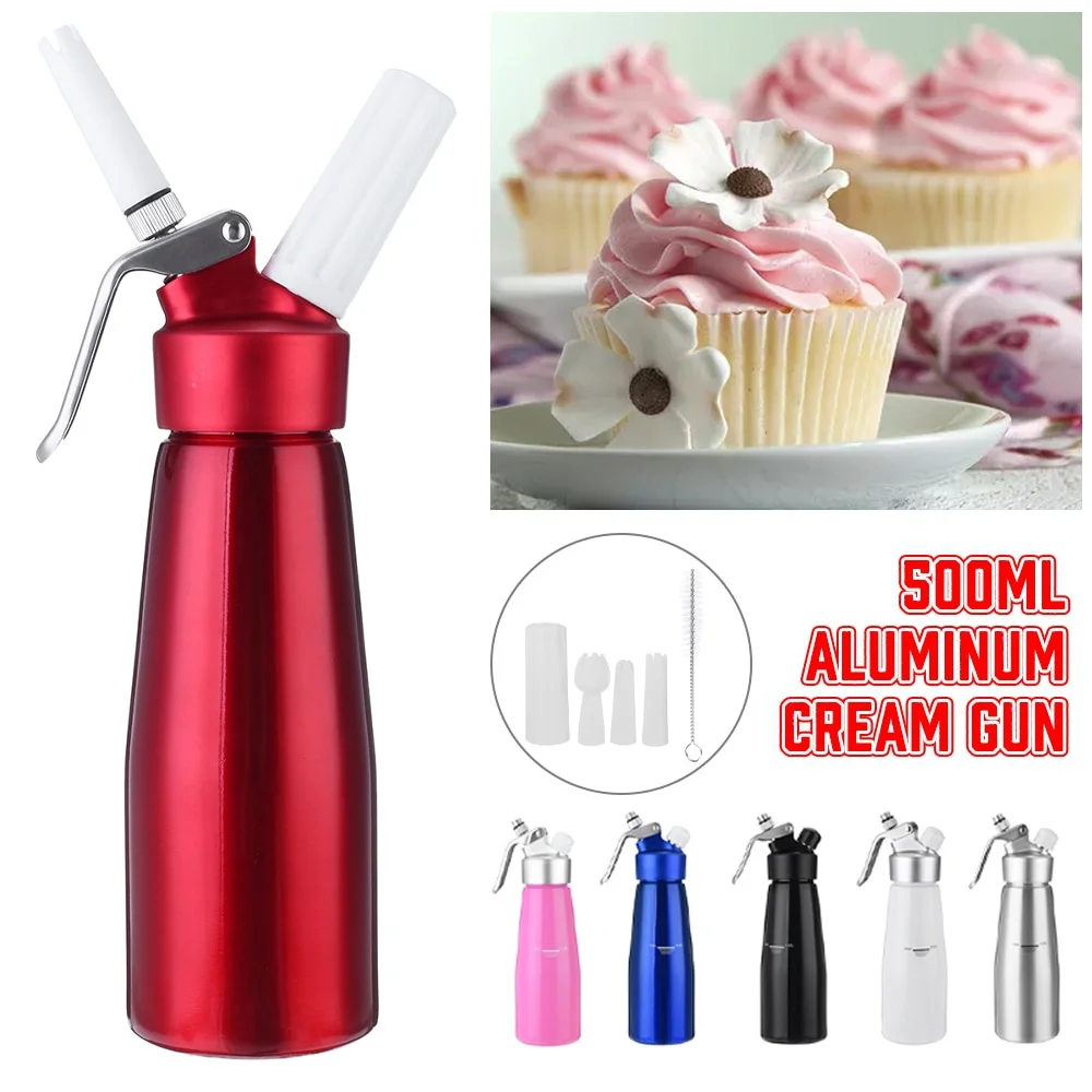 

500ml Aluminum Cream Gun Cream Foamer Cream Whipper Chargers Foam Whipped Cream Dispenser Whipper Cake Making Decorating Tool