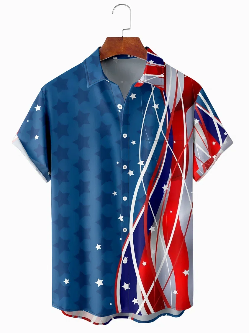 

Мужская повседневная гавайская рубашка с короткими рукавами, принтом в виде пентаграммы и нагрудным карманом