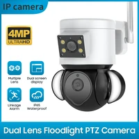 4MP 2k Binocular Lense Dual Camera Full Color Wireless PTZ IP Camera AI Humanoid Motion DetectioN Home Security CCTV Monitor