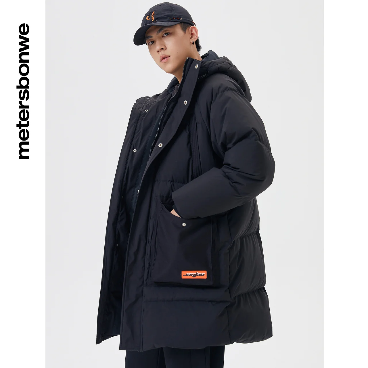 Metersbonwe Long Hooded Down Jacket Men Winter Simple Down Coat Male Fashion Thick Overcoat Warm Outerwear Brand Greatcoat
