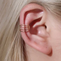 korean earring for women unisex minimalist fashion four layers of lines cartilage hoop earrings ear cuff fnon pierced earrings