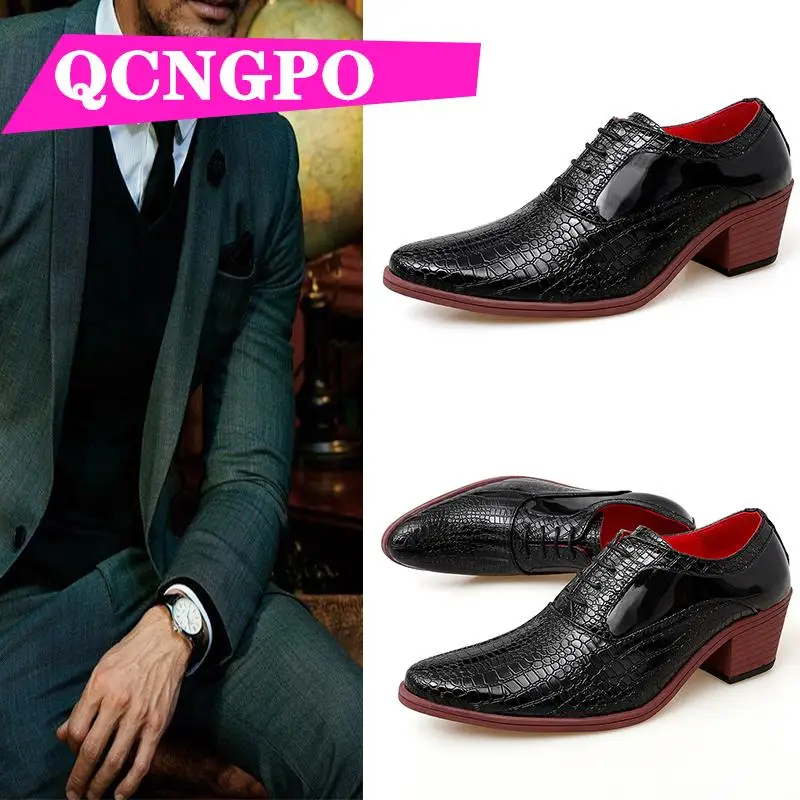 

Increase 6cm groom leather shoes 38-44 6cm taller men's meeting shoes lace up shoes formal shoes Genuine Leather business