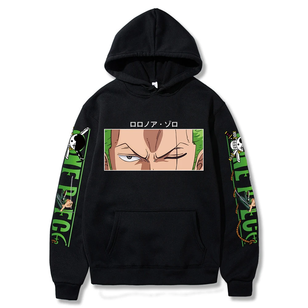 

Толстовка Roronoa Zoro для мужчин и женщин, уличная одежда с карманами, аниме цельный стиль, Харадзюку
