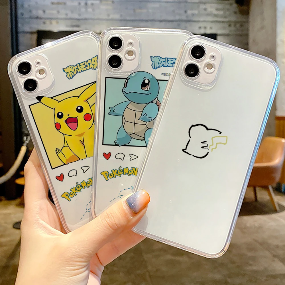

Pokemon Pikachu Ultra Thin Clear Phone Case For Apple iPhone 13 12 11 Pro 12 13 Mini X XR XS Max SE 5 6 6s 7 8 Plus Coque Back