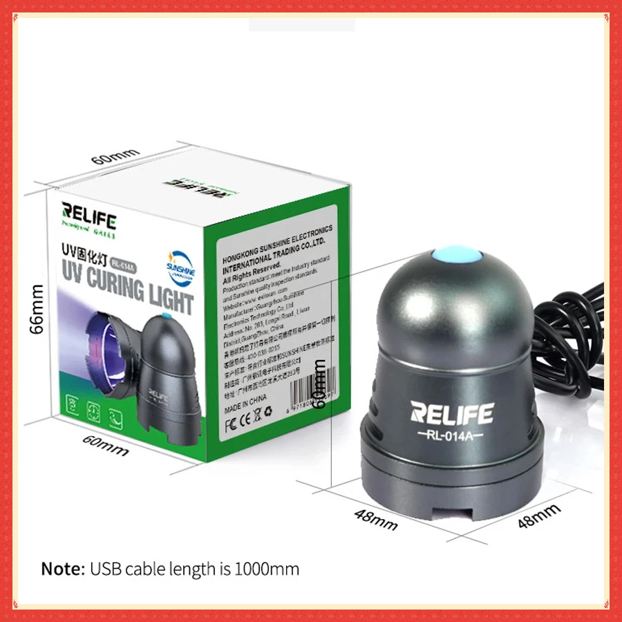 

New Package RELIFE RL-014A USB UV Glue Curing Lamp Portable Mobile Phone Repair Tool Smartphone Green Oil Heater Lamp
