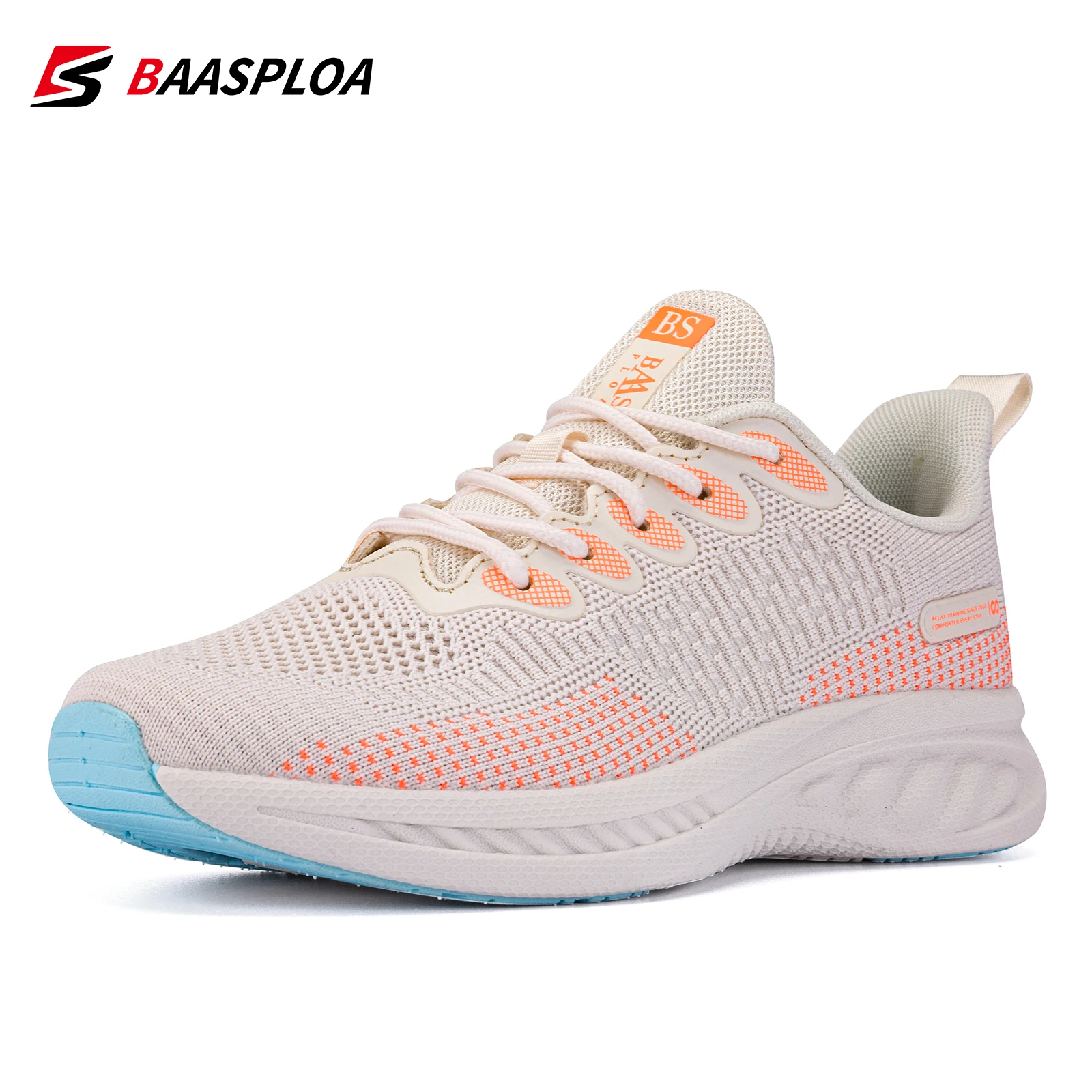 Baasploa 2022 New Women Fashion Sneaker Light Knit Running Shoes Female Tenis Sneaker Comfortable Walking Shoes