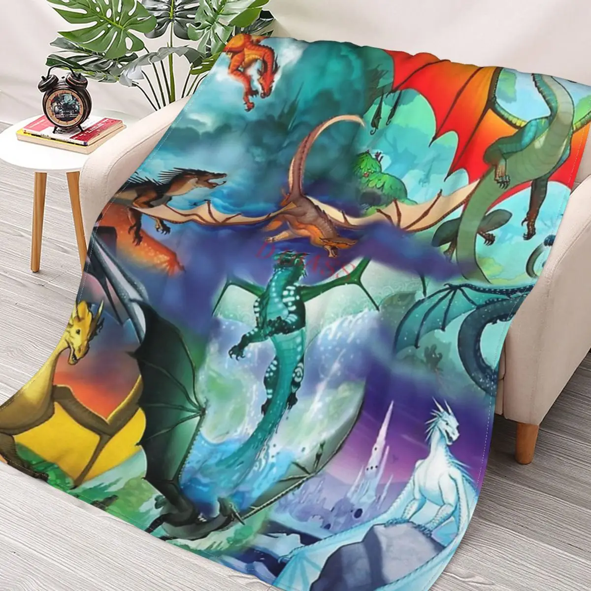 

Wing Of Fire All Dragon Pattern Background 3D Printed Flannel Throw Blanket