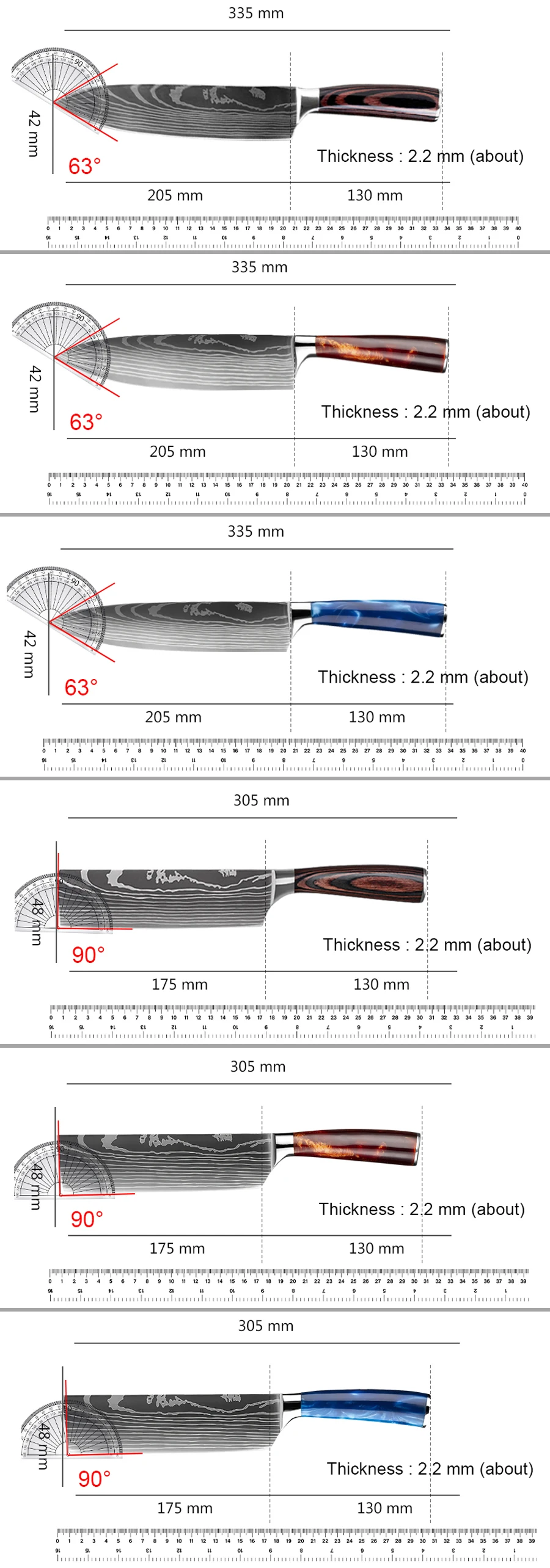 Набор ножей 1-6 шт. шеф-нож из дамасской стали профессиональный резак нержавеющей