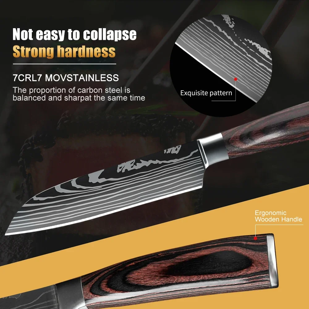 7CR1 7 набор кухонных ножей из нержавеющей стали 1-4 шт. острые ножи для нарезки