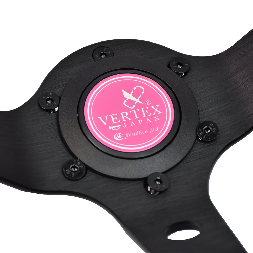 Фото VERTEX 320 мм специальный розовый кожаный гоночный руль с 6 отверстиями, глубокий вогнутый гоночный руль для дрифта, белый, синий интерфейс №4