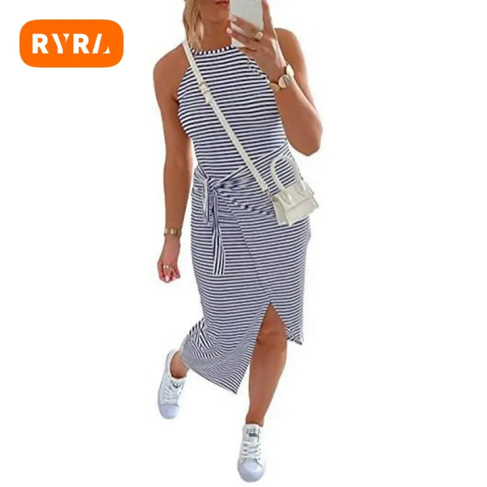 

Sleeveless Cut Out Miniskirt Lace Up Fashionable Breathable And Refreshing Youth And Vitality Leisure Dresses Halter Pullover