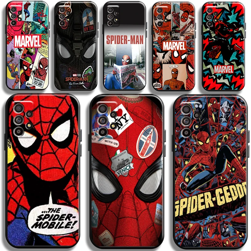 

Marvel Spiderman Comics Phone Case For Samsung Galaxy A52 4G A52 5G Cases Cover Shockproof Shell Full Protection Coque Black