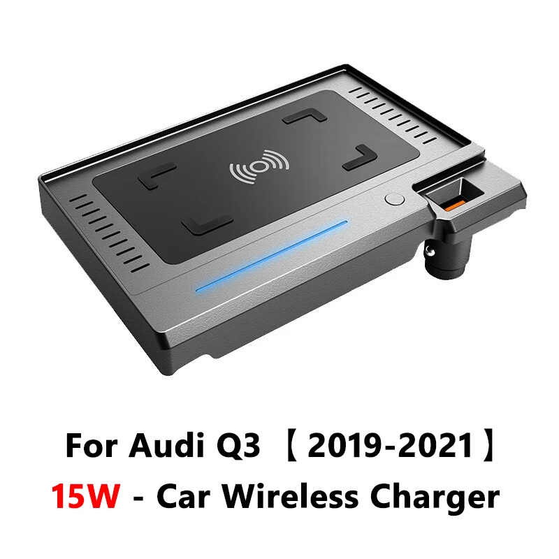 

15W Car Mobile Phone QI Wireless Charger For Audi Q3 2019-2021 Cigarette Lighter USB Modified Charging Board Accessories