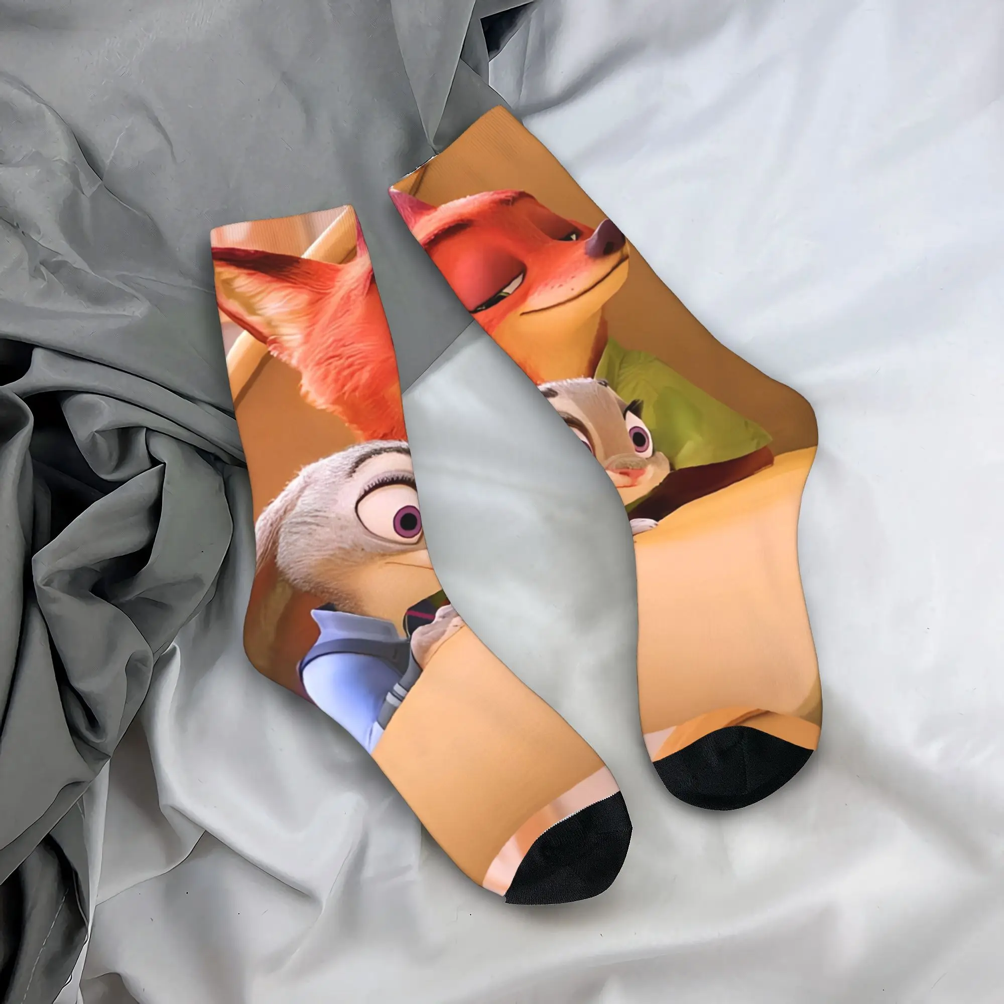Зимние теплые носки унисекс в стиле хип-хоп Zootopia Judy and Nick впитывающие пот с