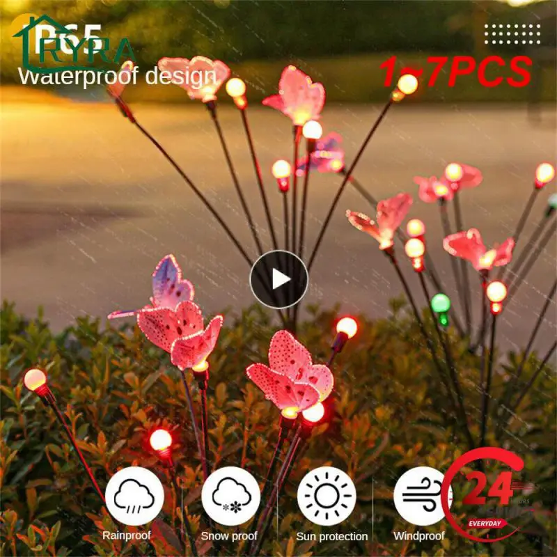

1~7PCS Solar LED Light Outdoor Waterproof Garden Sunlight Powered Landscape Lights Firefly Garden Lights Lawn Garden Decor Solar
