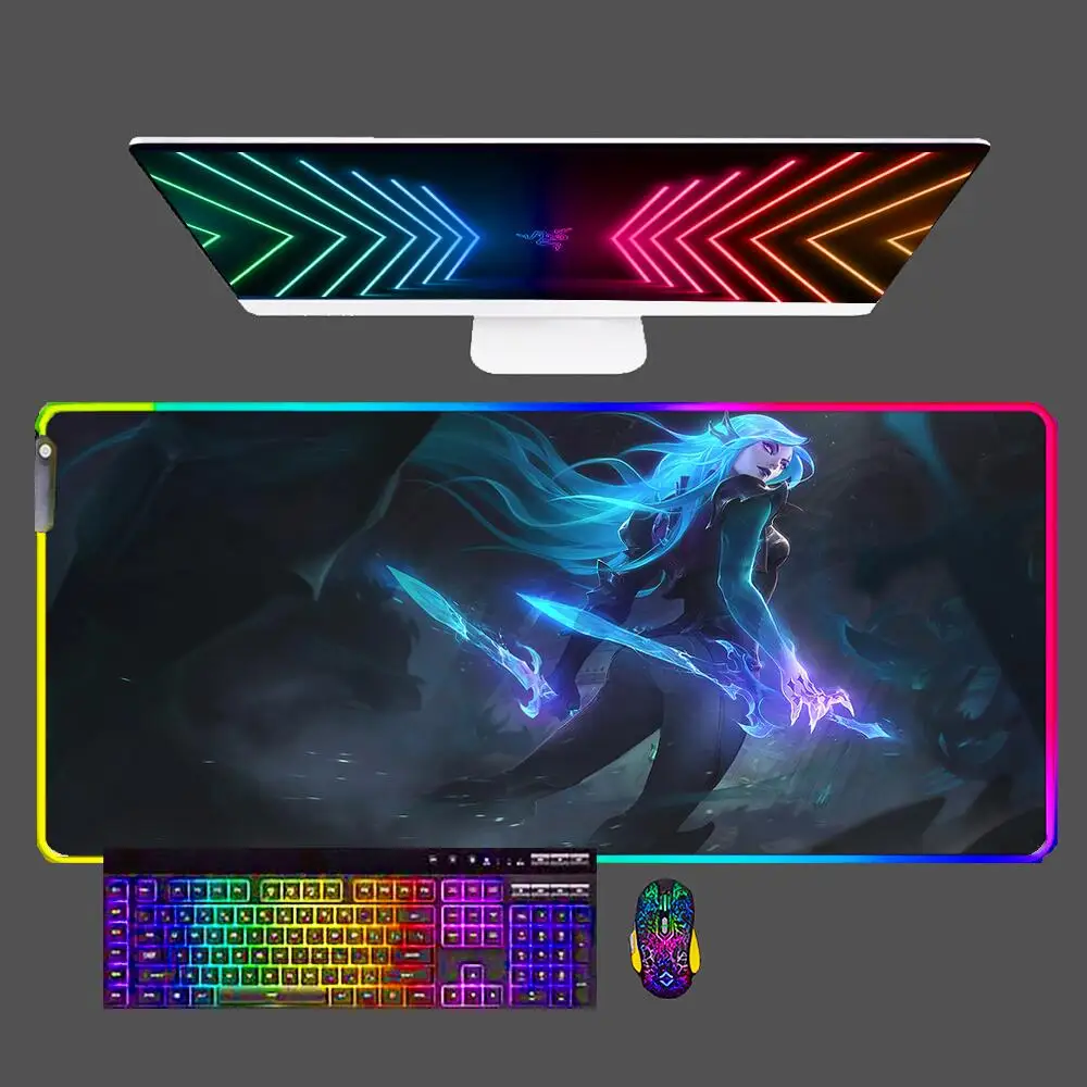 

Katarina League Of Legends RGB Mouse Pad gamer LED Keyboard NonSlip Soft Rubber Computer Carpet Desk Mat PC Gamer 90x40 MousePad