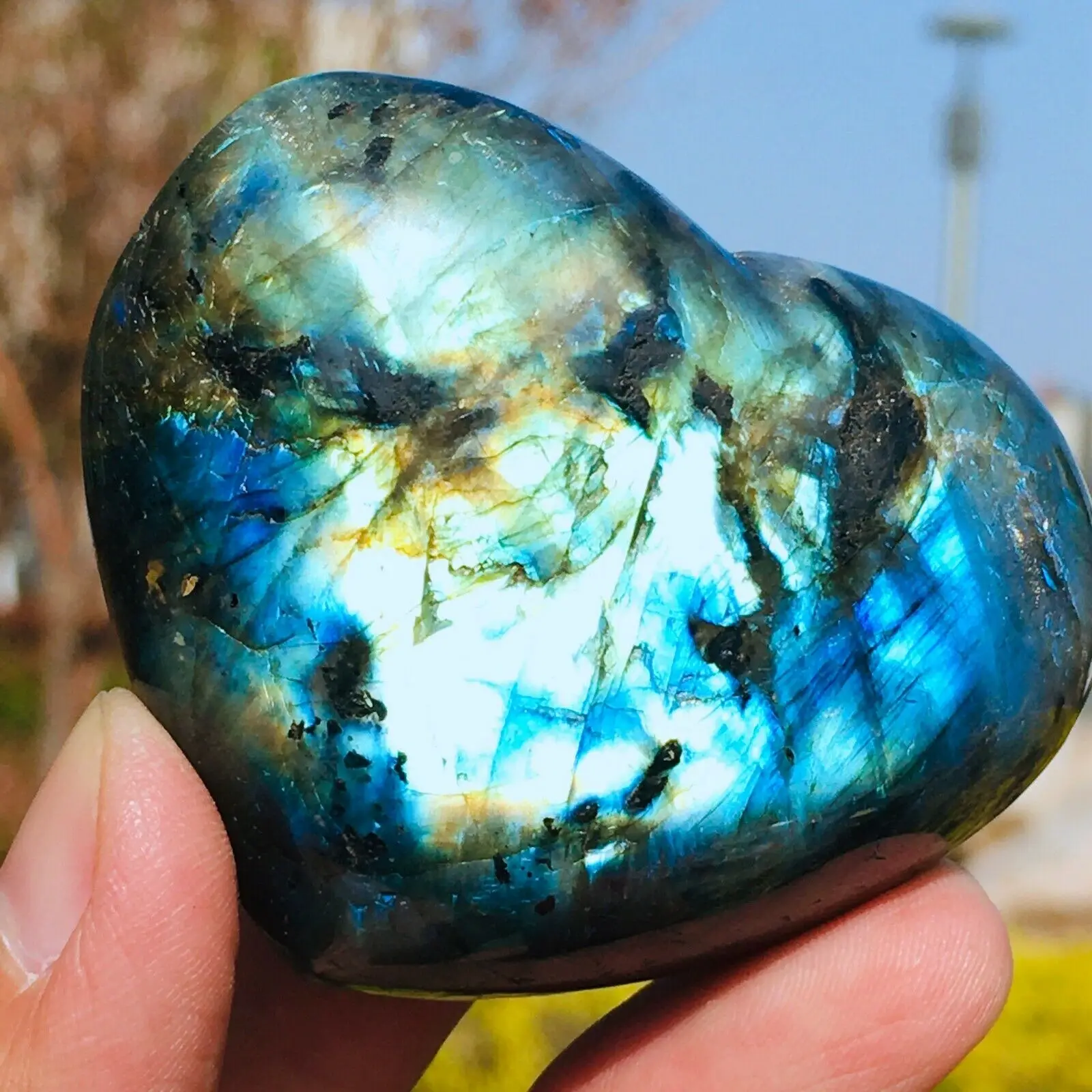 

Natural Labradorite Heart Crystal Quartz Energy Mineral Stone Home Decoration Office Accessories DIY Gifts