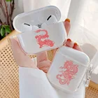 Чехол-футляр для наушников Airpods Pro 3, прозрачный чехол с рисунком красного дракона в эстетическом стиле для AirPod 1, 2