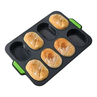 8 cavity oval food grade silicone brean muffin mold chocolate pastry bread silicone molds reusable dessert making tool green
