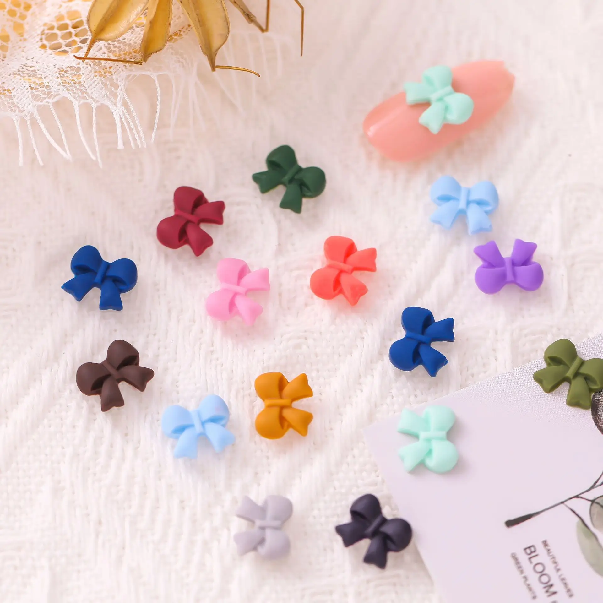 50 шт. дизайн ногтей бант-бабочка 3D ювелирные изделия из смолы матовый макарон