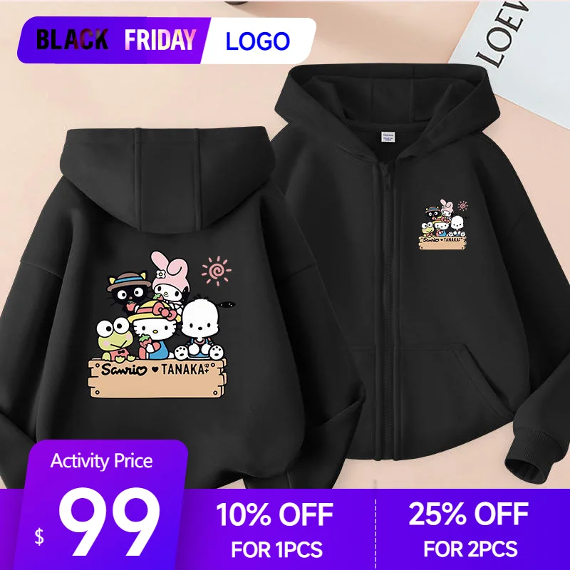 Sanrio Kawaii Hello Kitty толстовка с капюшоном для девочек Kuromi Cinnamoroll аниме мультфильм