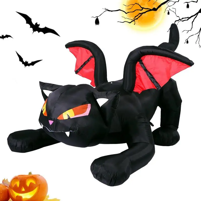 

Хэллоуин Черный кот надувной уличный Хэллоуин искусственная кожа надувной Черный кот Хэллоуин Декор с крыльями футов высокий Кот с