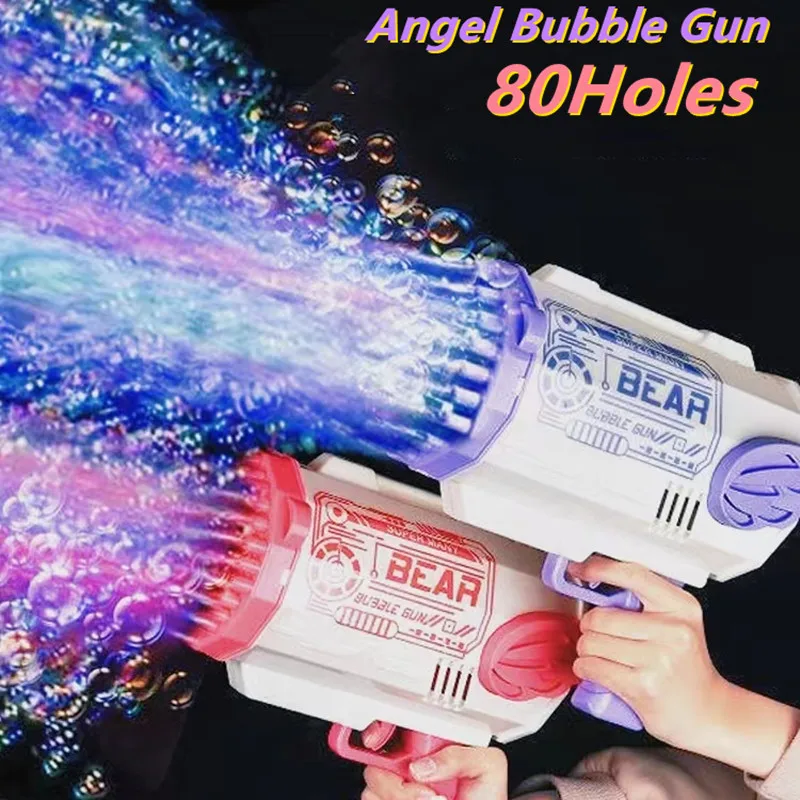 

69 Holes Rocket Bubble Gun Machine Electric LED Kids Automatic Soap Bubbles Blower Maker Toys for Wedding Party Outdoor Games