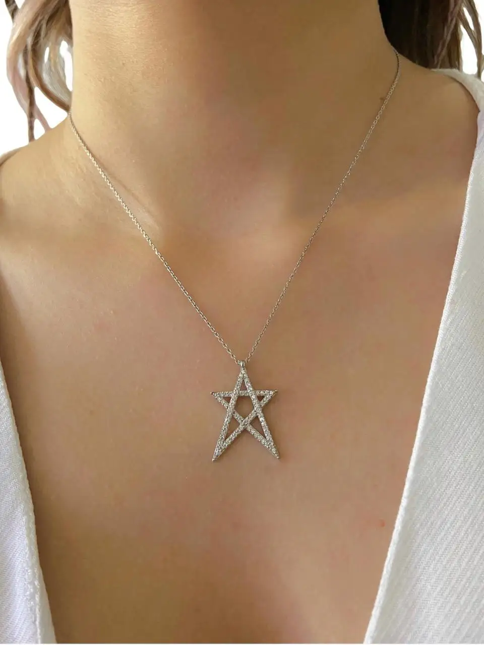 

Super Star Star White Zircon 925 Silver Pendant