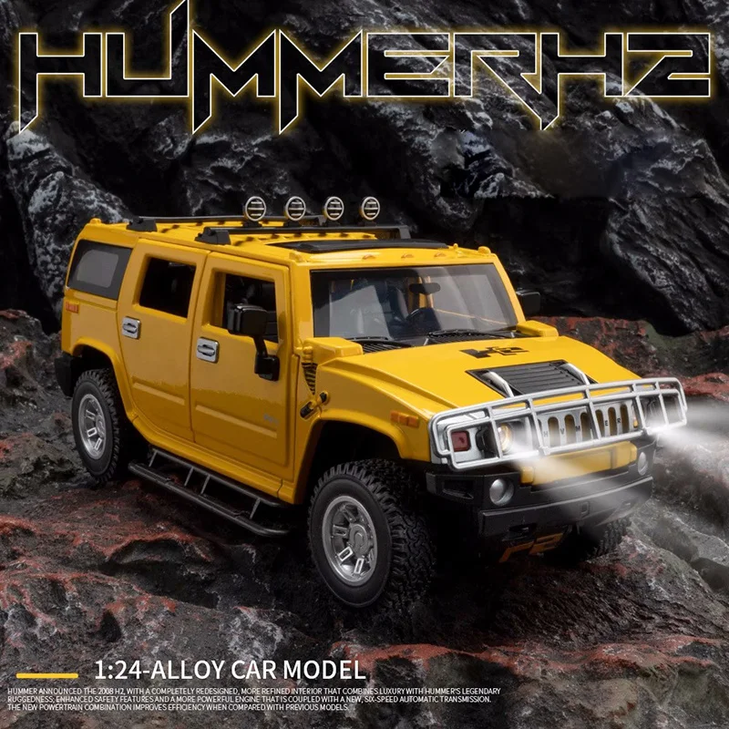 

1/22 Hummers H2 Off-road Vehicle SUV Alloy Model Car Diecast Scale Vehicle Model Simulation Sound & Light Toy Car Gift For Kids