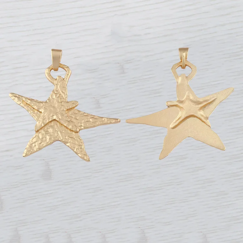 Матовое золото в стиле бохо большие двойные кованые подвески виде морской звезды
