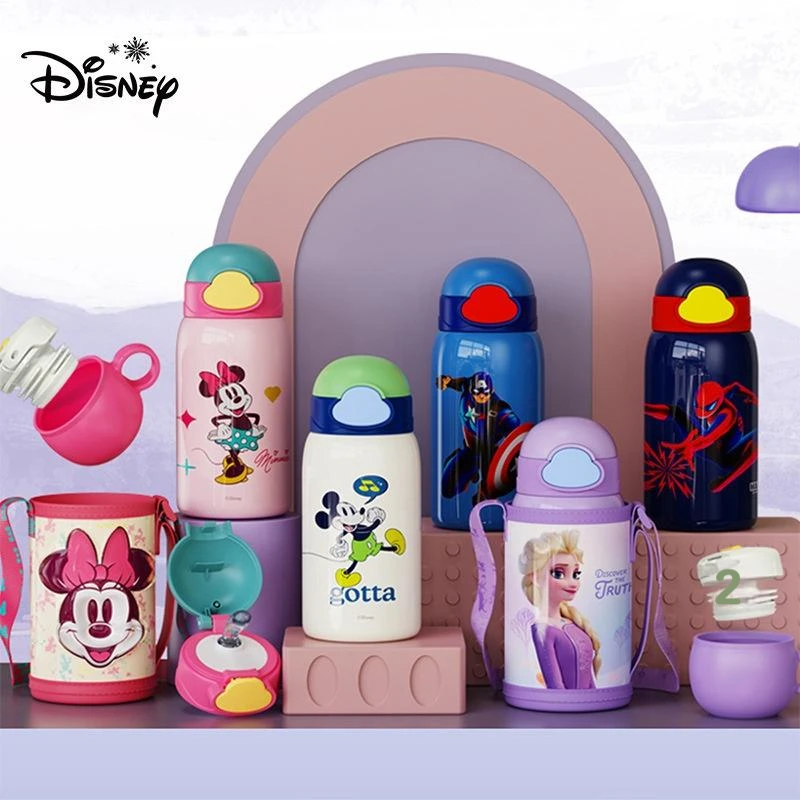 

570ml Disney Frozen Mickey Mouse Minnie Mouse Vacuum Cup Kids Cute Cartoon Stainless Steel Water Bottle Double Leak-Proof Design