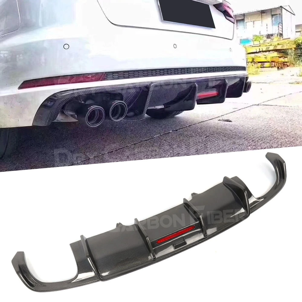 

Carbon Fiber Rear Lip Diffuser Spoiler With Lamp For Audi A4 S4 B8.5 B9 K Style 2013 -2019 Not For A4 Standard Bumper Guard