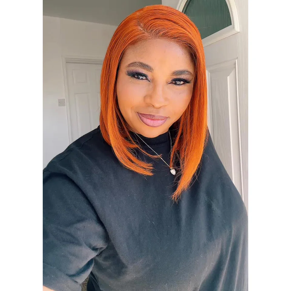 Ginger Glueless Human Hair Wigs for Women 13x4 Straight Lace Front Wigs Short Bob Lace Frontal Wig Perruque Cheveux Humain