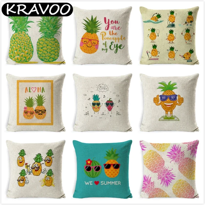 

Наволочка для подушки с принтом ананаса, полиэстеровый чехол для диванной подушки, украшение для дома и автомобиля, декоративная наволочка для дивана, кровати