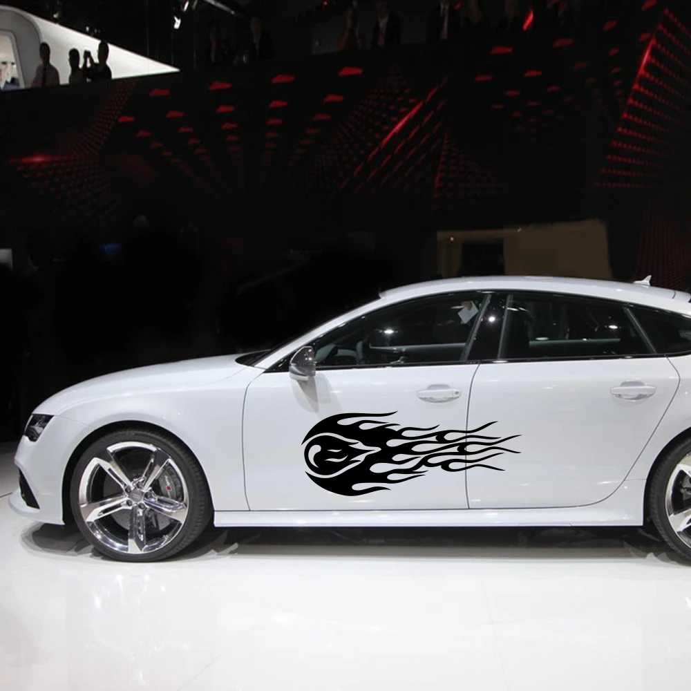 

6Pcs Black Fire Pattern Car Stickers for Side Door Front Rear Bumper Paste Mirror Hood Sticker Flame Totem Vinyl DIY