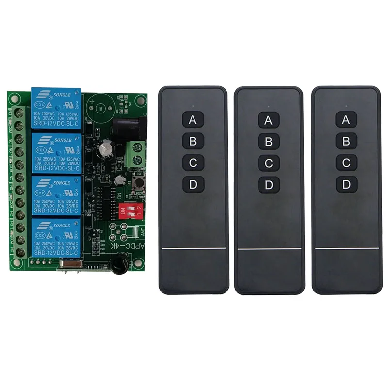 1000m DC 12V 24V 4CH беспроводное релейное выходное радио радиочастотный передатчик и