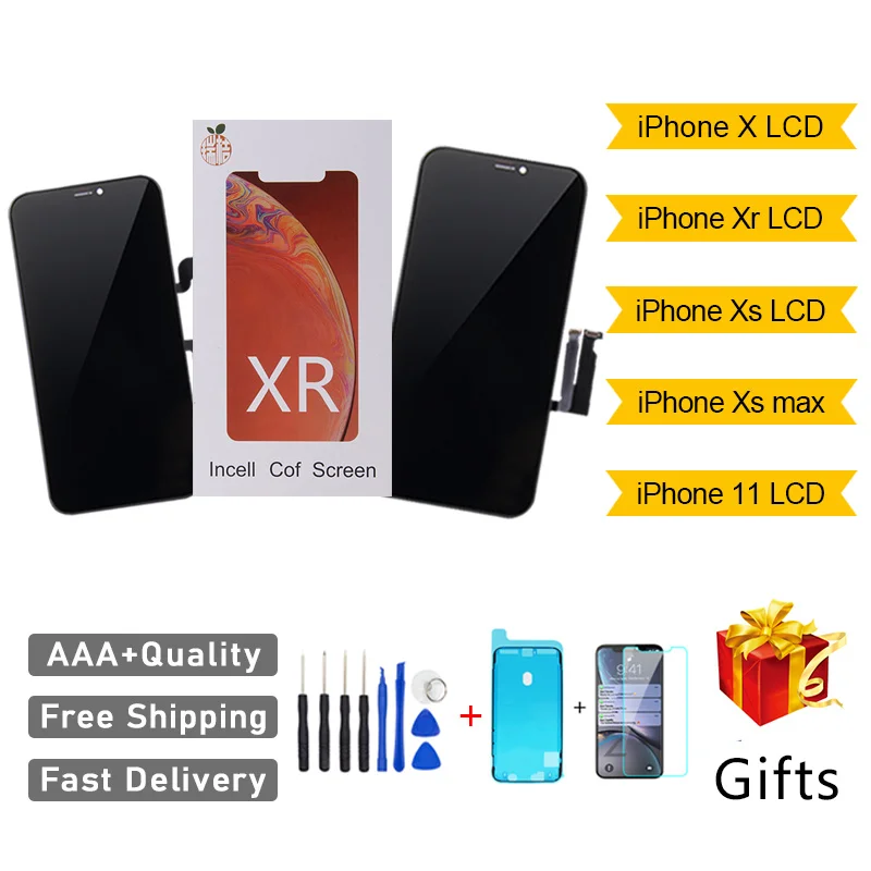 

AAA+++RJ Incell Screen for IPhone X XS XR XS Max 11 Pro LCD Display Replacement Assembly Digitizer Touch Pantalla Perfect Repair