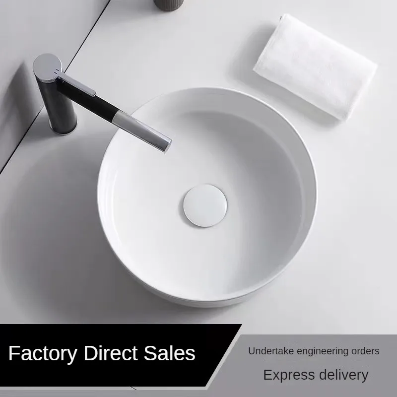 

Nordic Countertop Basin Wash Basin Home Small Size Children's Washbasin Washbasin Ceramic Round Balcony Basin Art Basin