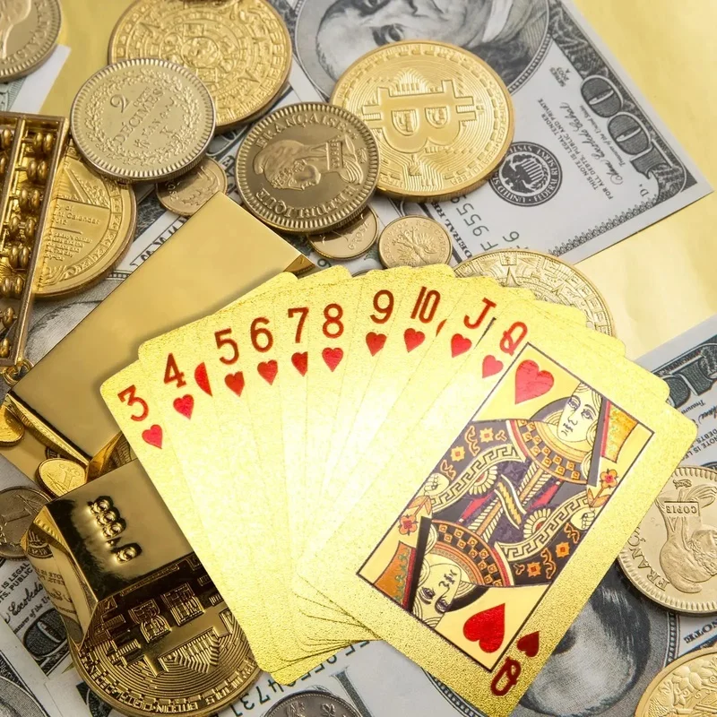 Золотые пластиковые покерные фишки 24K водонепроницаемая настольная игра для