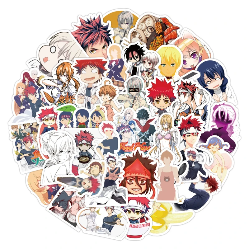 

Cartoon Anime Kawaii Food Wars Shokugeki no Soma Stickers for Laptop Suitcase Stationery Waterproof Decals Album Kids Toys Gifts